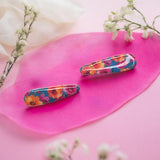 Twin Pack - Pink, Blue, Orange Floral Hairclips