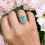 Green Dainty Floral Ring