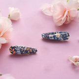 Twin Pack - Blue, Brown, White Floral Hairclips