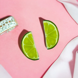 Small Half Slice Lime Statement Stud Earrings