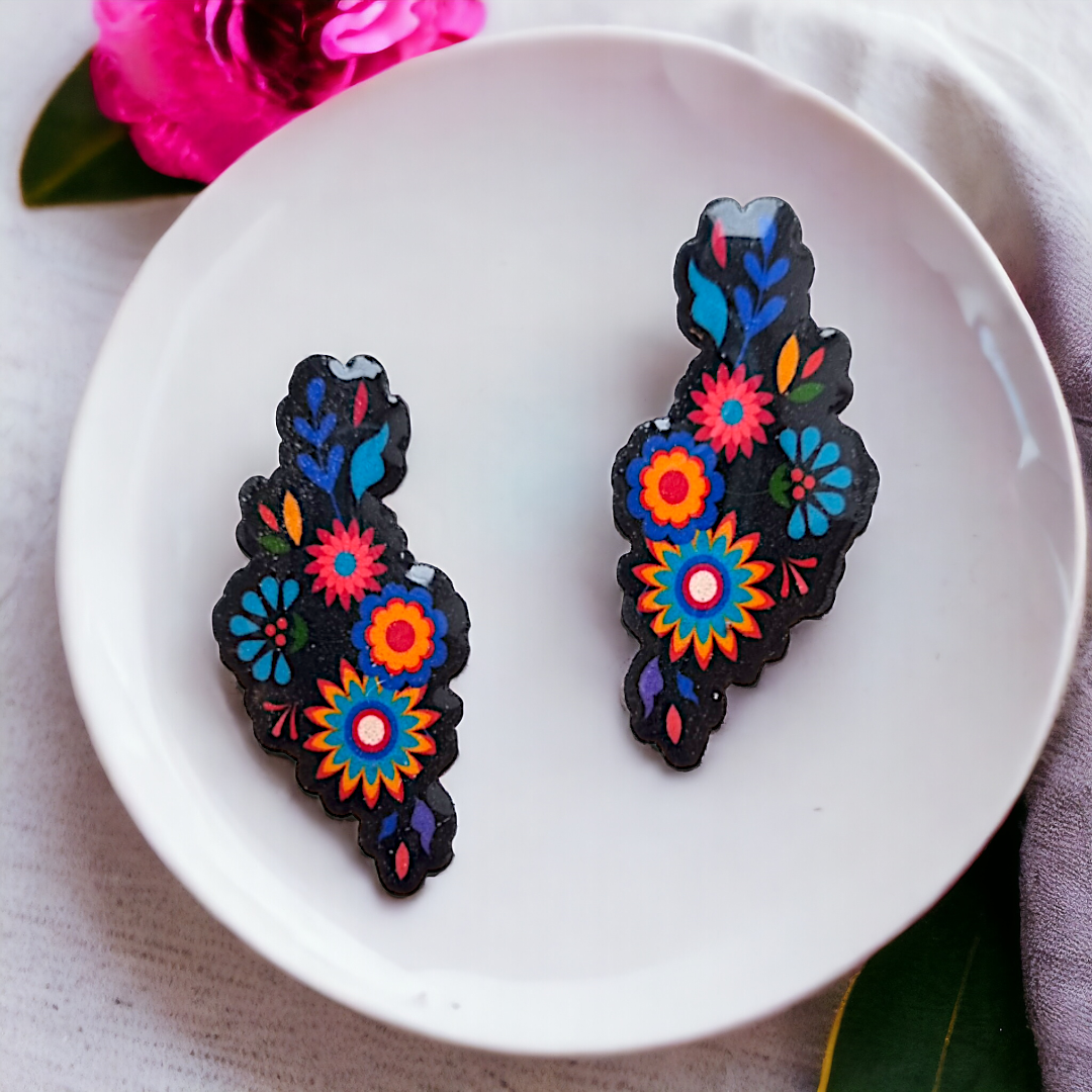 Bright Colourful Summer Pattern Stud Earrings