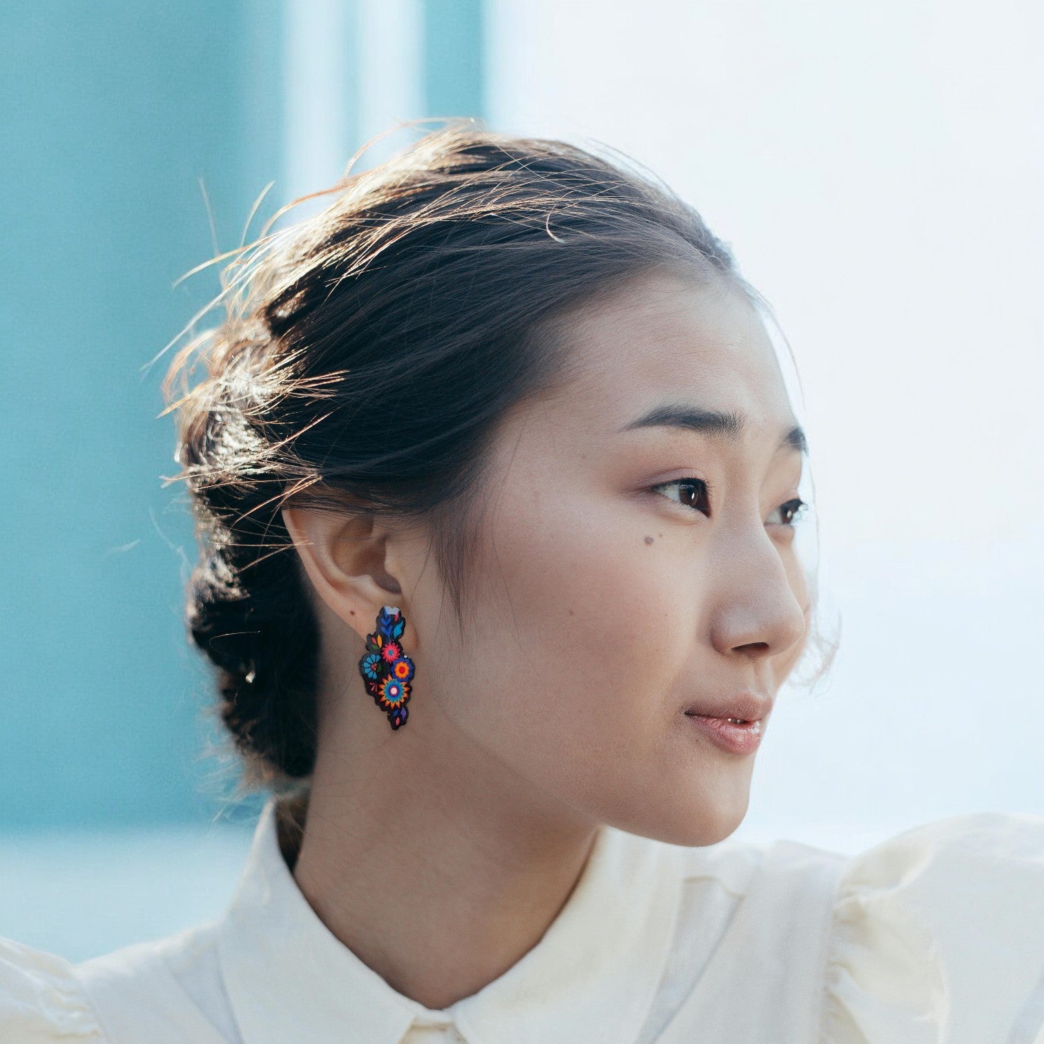 Bright Colourful Summer Pattern Stud Earrings