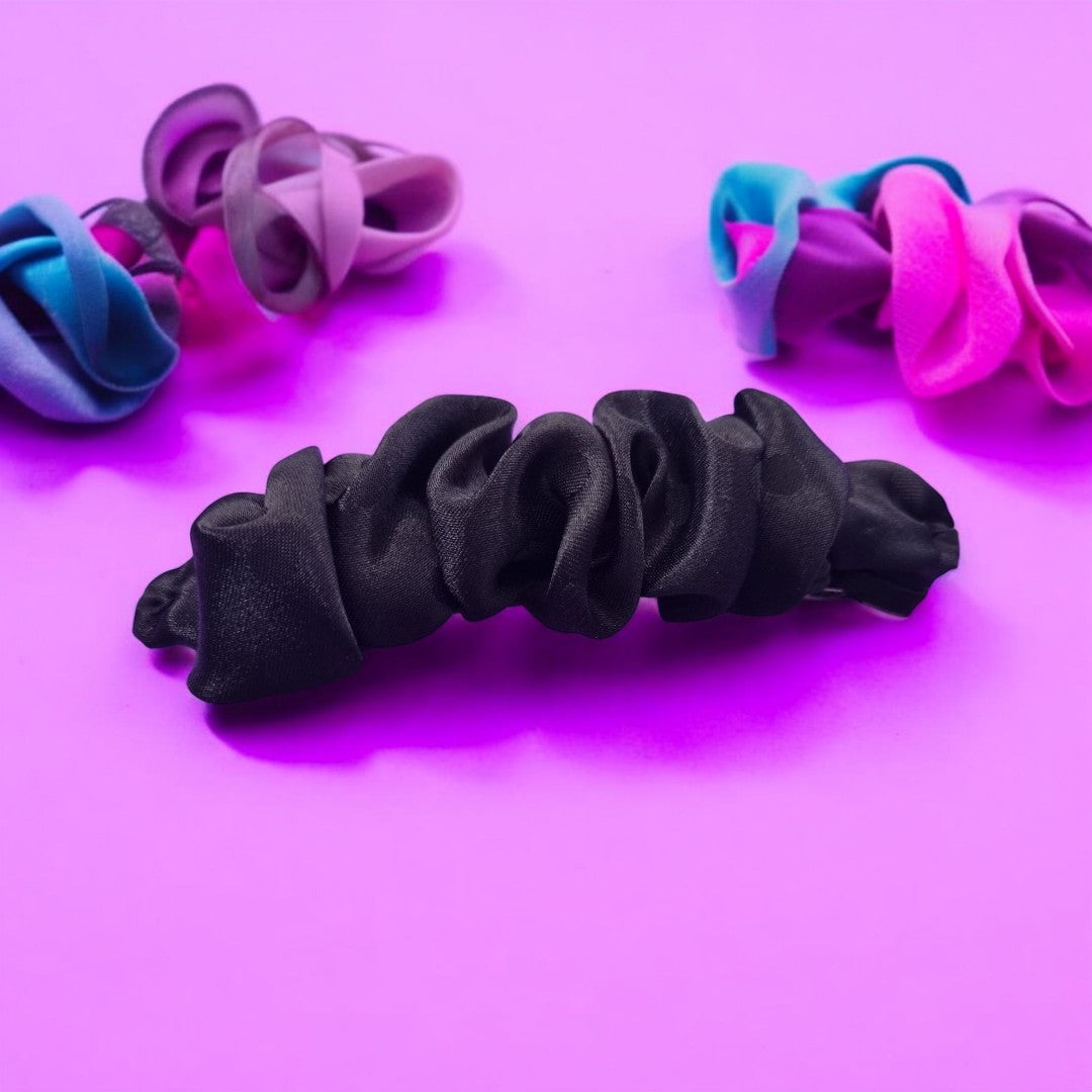 Silk Black Srunchie Barrette Hair Clip