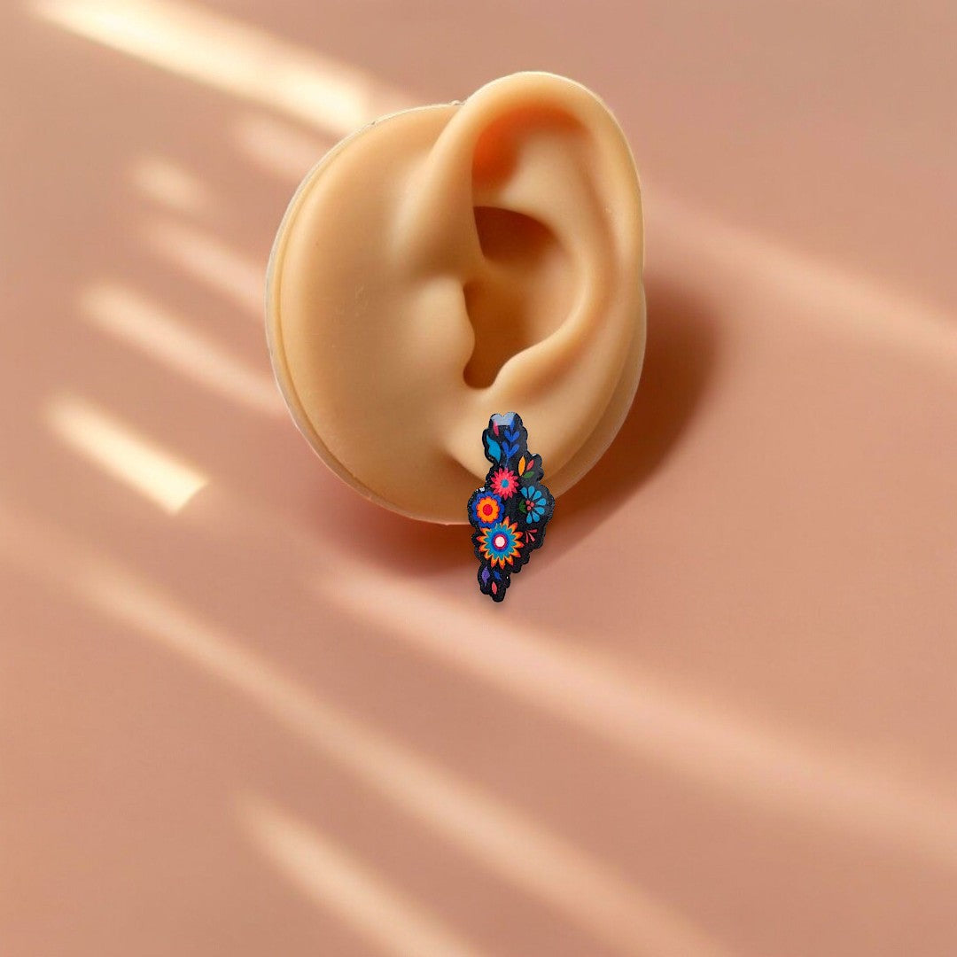 Bright Colourful Summer Pattern Stud Earrings