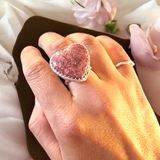 Large Pink Glitter Heart Chunky Ring