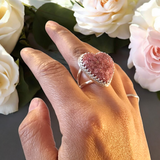 Large Pink Glitter Heart Chunky Ring