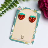 Strawberry Resin Stud Earrings (Red)